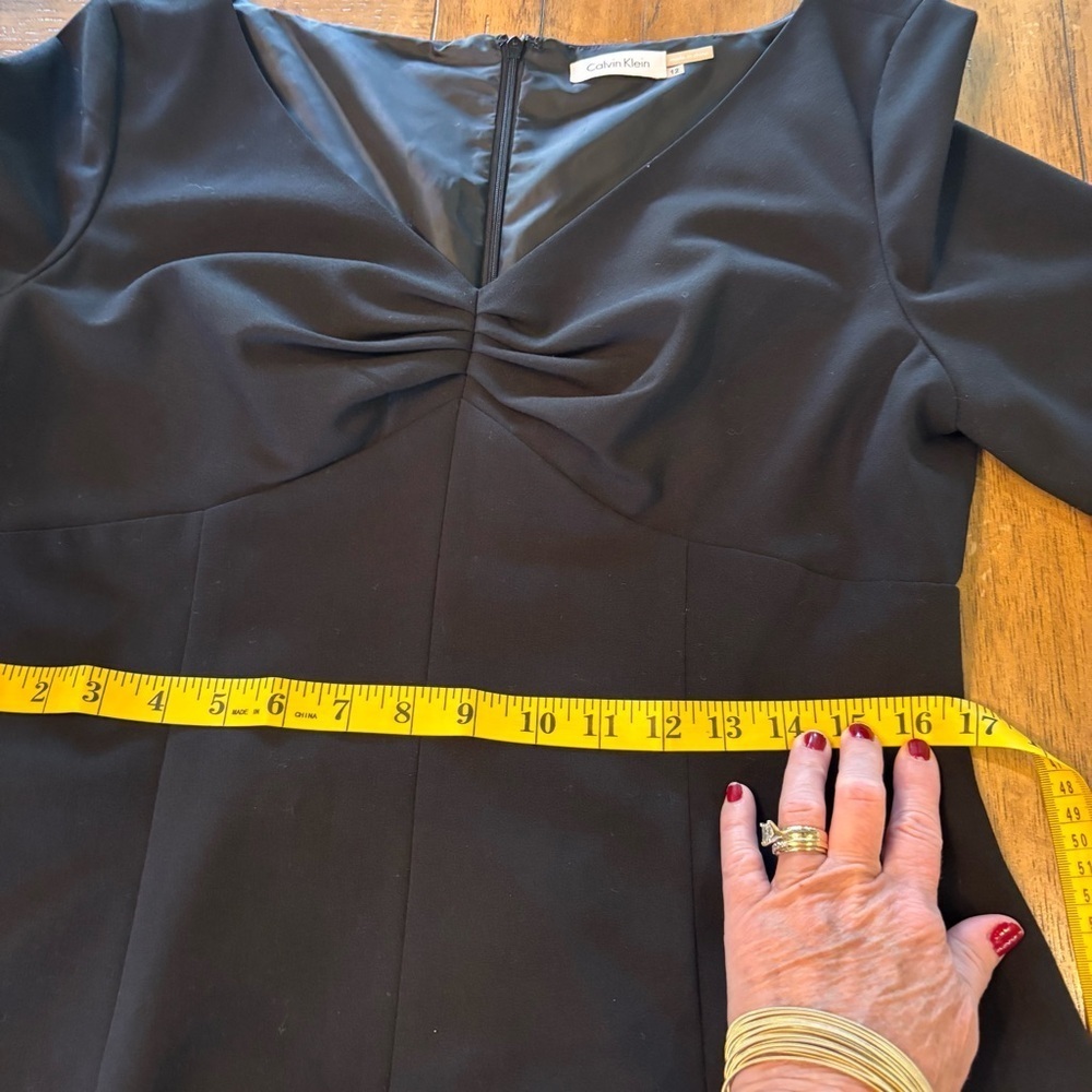 Calvin Klein Black Sheath Dress, size 12, CareerWear Professional LBD Office - Picture 13 of 14